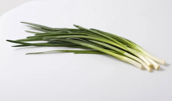 Green Vegetables Onions Parsley Celery Wooden Board — Stock Photo, Image