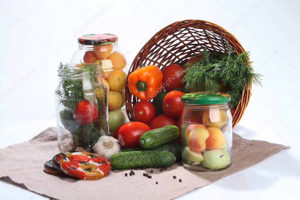 Vegetables for preservation glass jars.