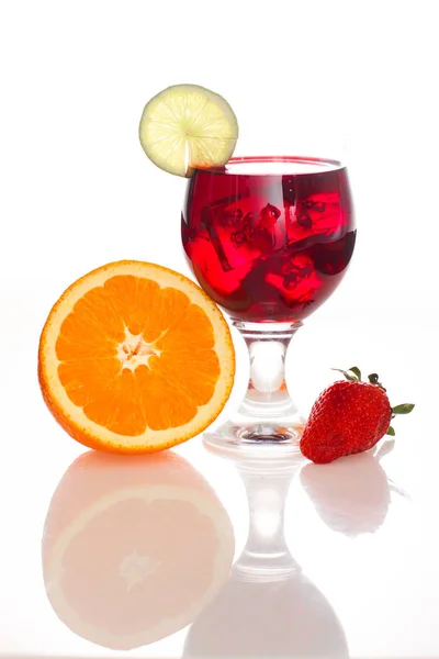 Drinks, fruit cocktail, on white background.