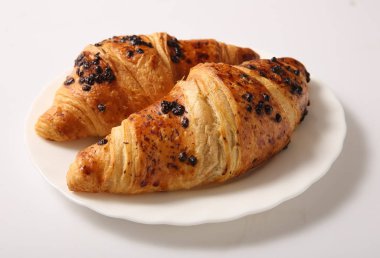 Kruvasan ile çikolata kahve için.