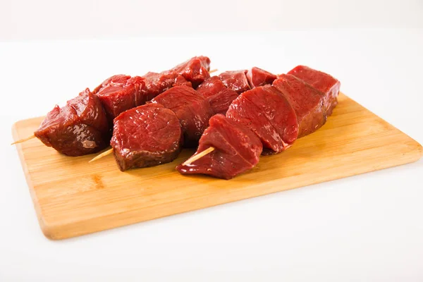 Carne Rena Pequenos Pedaços Para Grelhar — Fotografia de Stock