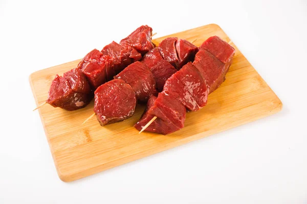 Carne Rena Pequenos Pedaços Para Grelhar — Fotografia de Stock