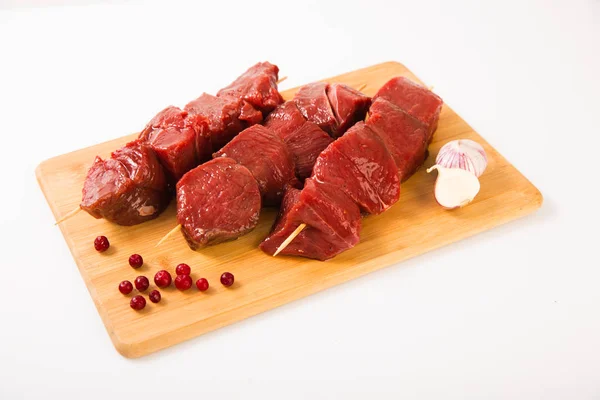 Carne Rena Pequenos Pedaços Para Grelhar — Fotografia de Stock