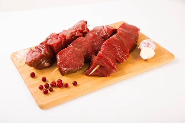 Carne Rena Pequenos Pedaços Para Grelhar — Fotografia de Stock