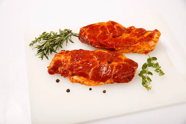 Stukken Vlees Marinade Van Barbecue — Stockfoto