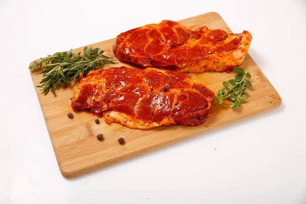 Stukken Vlees Marinade Van Barbecue — Stockfoto