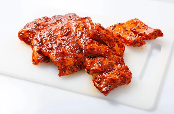 Stukken Vlees Marinade Van Barbecue — Stockfoto