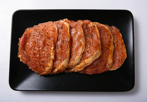 Pedaços Carne Bovino Bifes Para Churrasco — Fotografia de Stock