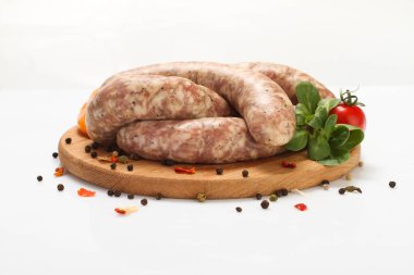 Ham kızarmış sosis ızgara sebze ile için. stok görüntü