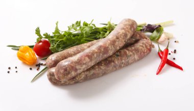 Ham kızarmış sosis ızgara sebze ile için. stok görüntü