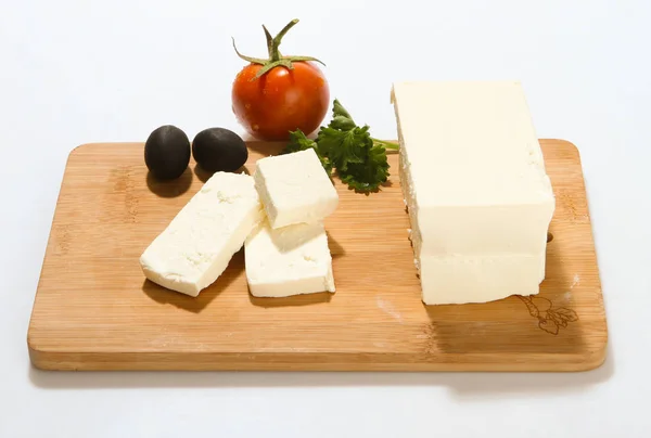 White Cheese Cut Pieces — Stock Photo, Image