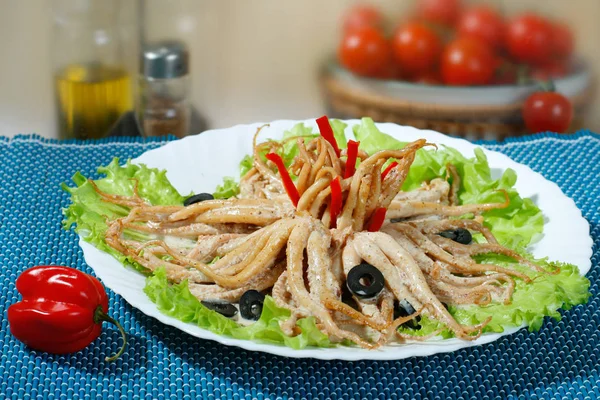 Octopus Salad Vegetables Plate — Stock Photo, Image