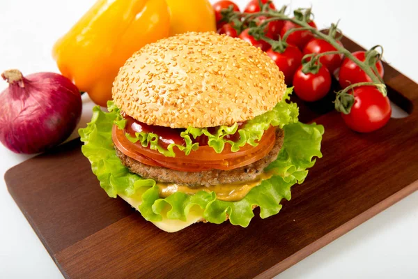 Hamburger with meat and .