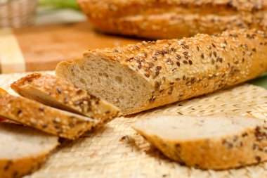 Ekmek buğday ve çavdar taze hamur işleri.