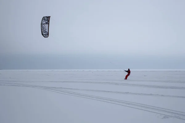 Zimní Kiting Jezeře — Stock fotografie