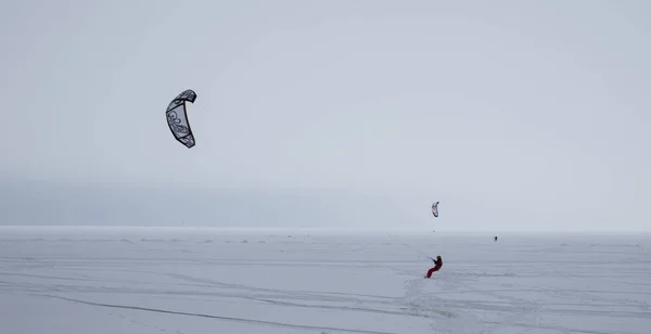 Zimní Kiting Jezeře — Stock fotografie