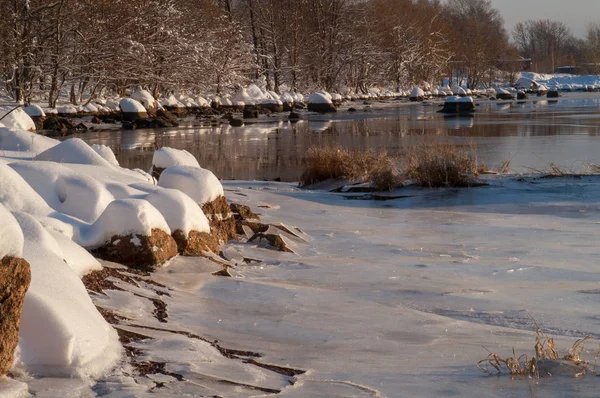 Rocky Shore Gulf Finland Winter Stock Picture