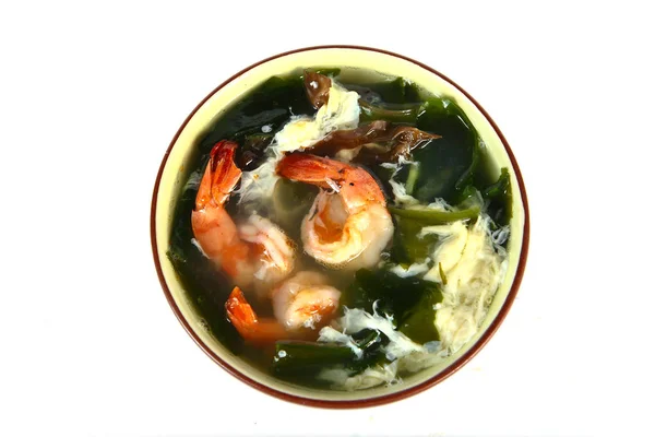 Zuppa Pesce Cinese Una Tazza Profonda Con Verdure Uno Sfondo — Foto Stock