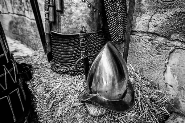 Antike Mittelalterliche Rüstung Des Schutzes Und Der Sicherheit Detail Von — Stockfoto