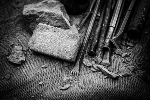 Herramientas Para Trabajar Piedra Tallado — Foto de Stock