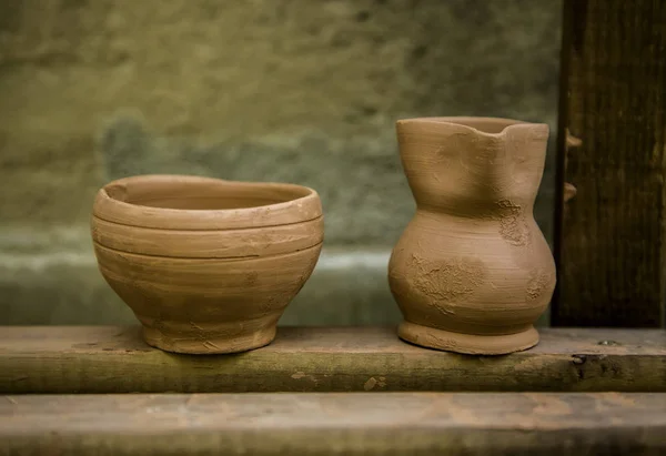 工匠粘土壶 传统艺术细节 — 图库照片