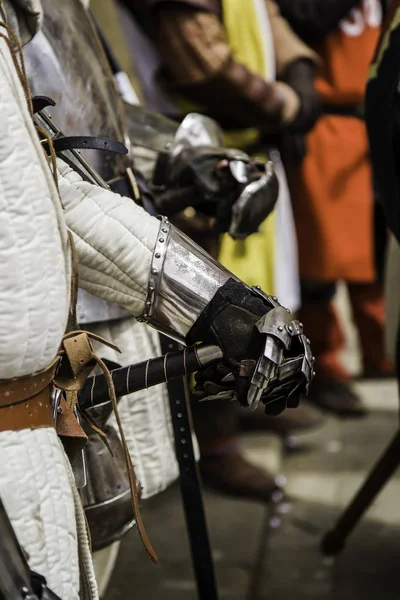 Luva Armadura Medieval Detalhe Proteção História Antiga — Fotografia de Stock