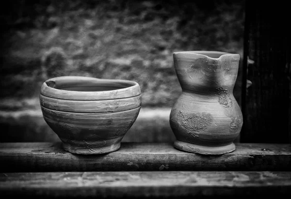 工匠粘土壶 传统艺术细节 — 图库照片