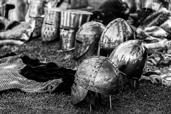 Antik Ortaçağ Zırhının Ayrıntıları Savaşacak Koruyucu Giysilerin Üretimi Haçlı Seferleri — Stok fotoğraf