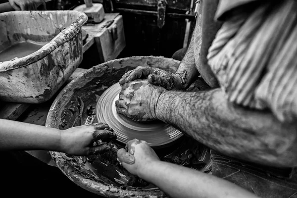 Pessoa Que Trabalha Com Argila Detalhe Artesanato Artesanato Argila Oleiro — Fotografia de Stock