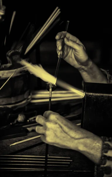 Vidrio Soplado Una Manera Tradicional Detalle Arte —  Fotos de Stock