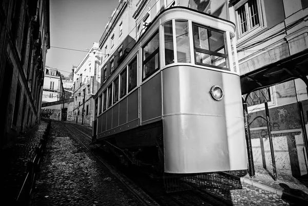 Forntida Och Gamla Lissabon Spårvagn Detalj Gammal Transportmedel Runt Staden — Stockfoto