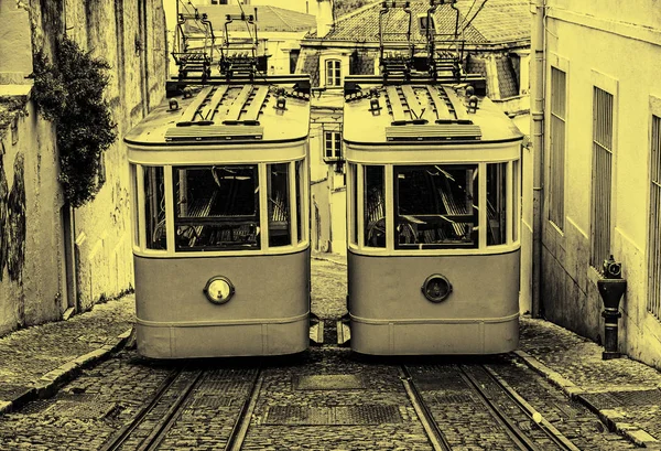 Old Trams Lisbon Detail Old City Transport Ancient Art Tourism — Stock Photo, Image