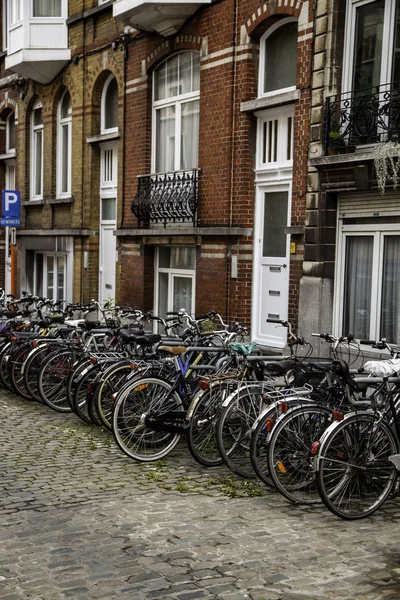Bicicletas Típicas Aparcadas Holanda Detalle Del Transporte Ciudad Turismo Europa — Foto de Stock