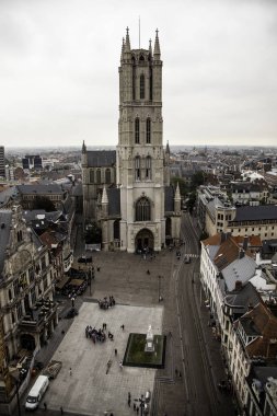 Ghent görünümünü yükseklikten ayrıntı Belçika, turizm