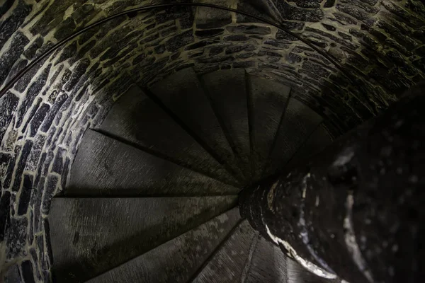 Αρχαία Σπειροειδή Σκάλα Μεσαιωνική Λεπτομέρεια Σκάλα — Φωτογραφία Αρχείου