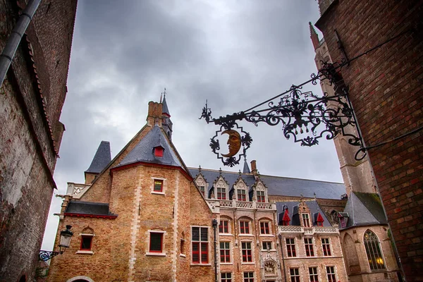 Dům Typické Pro Bruggy Detail Středověkých Domů Turistika Belgii Evropa — Stock fotografie