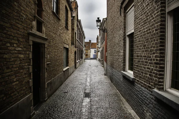 Callejón Típico Brujas Detalle Callejero Bélgica Turismo Europa —  Fotos de Stock