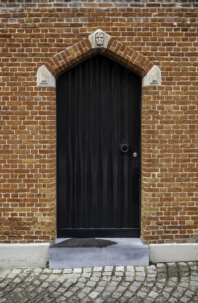 Alte Tür Brügge Tür Eines Alten Mittelalterlichen Hauses — Stockfoto
