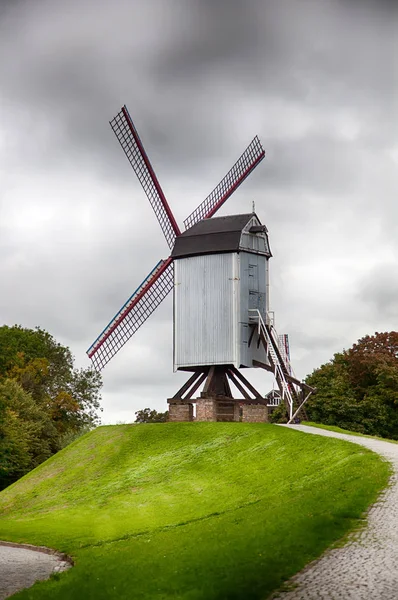 Alte Mühle Brügge Detail Der Windmühle Weltkulturerbe — Stockfoto