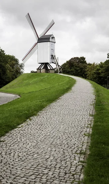 Alte Mühle Brügge Detail Der Windmühle Weltkulturerbe — Stockfoto