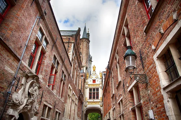 Casa Típica Brujas Detalle Casas Medievales Turismo Bélgica Europa — Foto de Stock