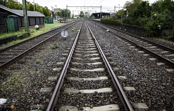 Treinrails Een Station Detail Vervoer Rails Reis — Stockfoto