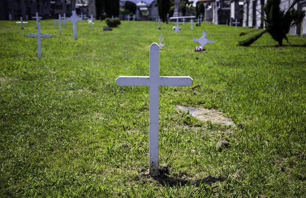 Alte Gräber Eines Friedhofs Detail Des Todes Und Der Religion — Stockfoto