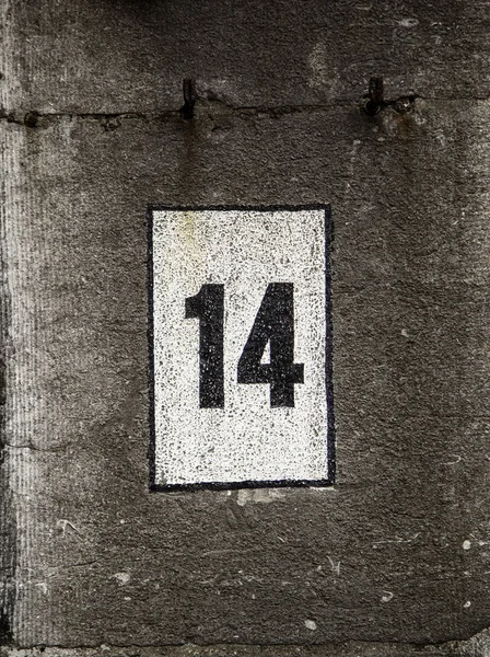 Number Fourteen Information Detail Even Number Address — Stock Photo, Image