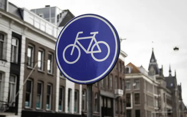 Signo Bicicleta Con Flecha Detalle Información Transporte — Foto de Stock
