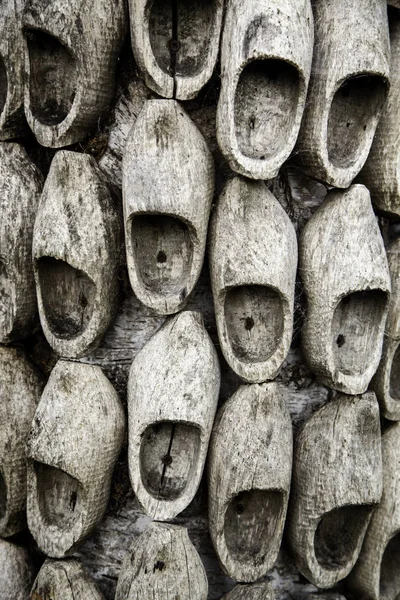 Tradycyjne Drewniane Drewniane Klocki Holenderskie Tradycyjne Detale Butów — Zdjęcie stockowe