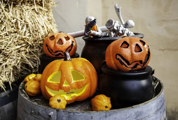 Przerażające Dynie Halloween Noc Wszystko Terroru Strachu — Zdjęcie stockowe