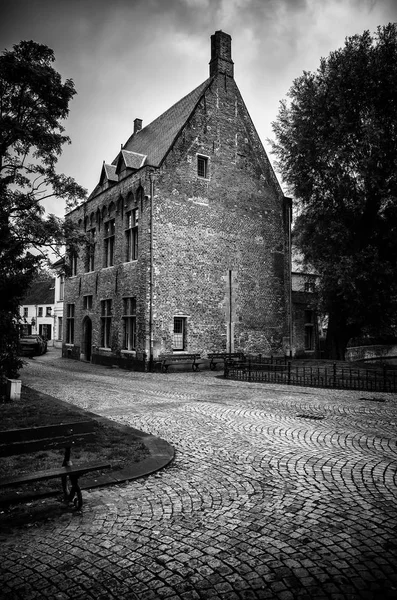 Casa Típica Brujas Detalle Casas Medievales Turismo Bélgica Europa — Foto de Stock