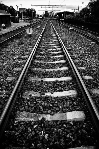 Train Tracks Station Transport Detail Rails Trip — Stock Photo, Image