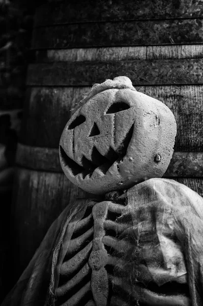 Abóboras Assustadoras Para Noite Halloween Detalhe Terror Medo — Fotografia de Stock